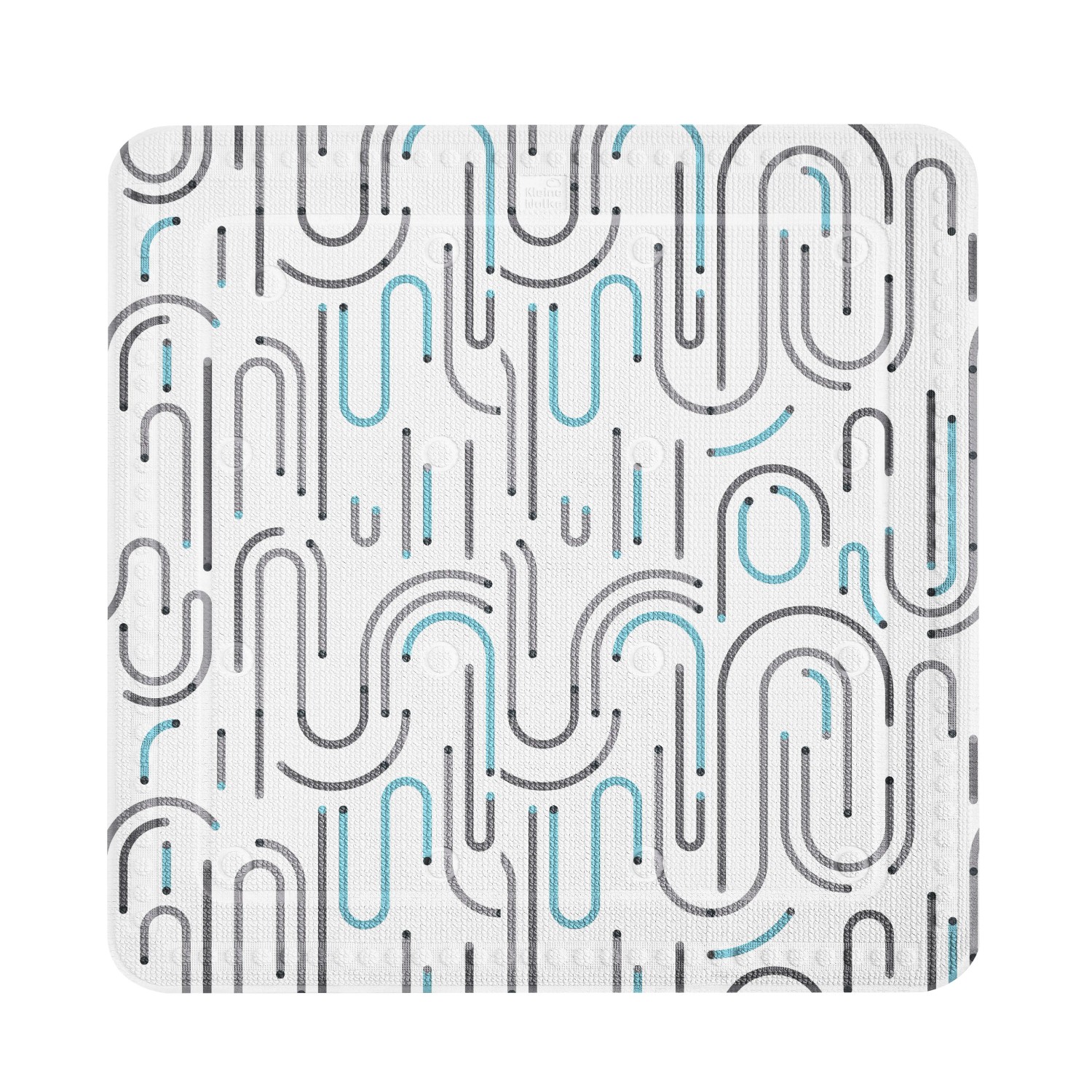 Kleine Wolke Duscheinlage Vision, 55x55 cm, mit geometrischem Muster in Grau und Aqua.