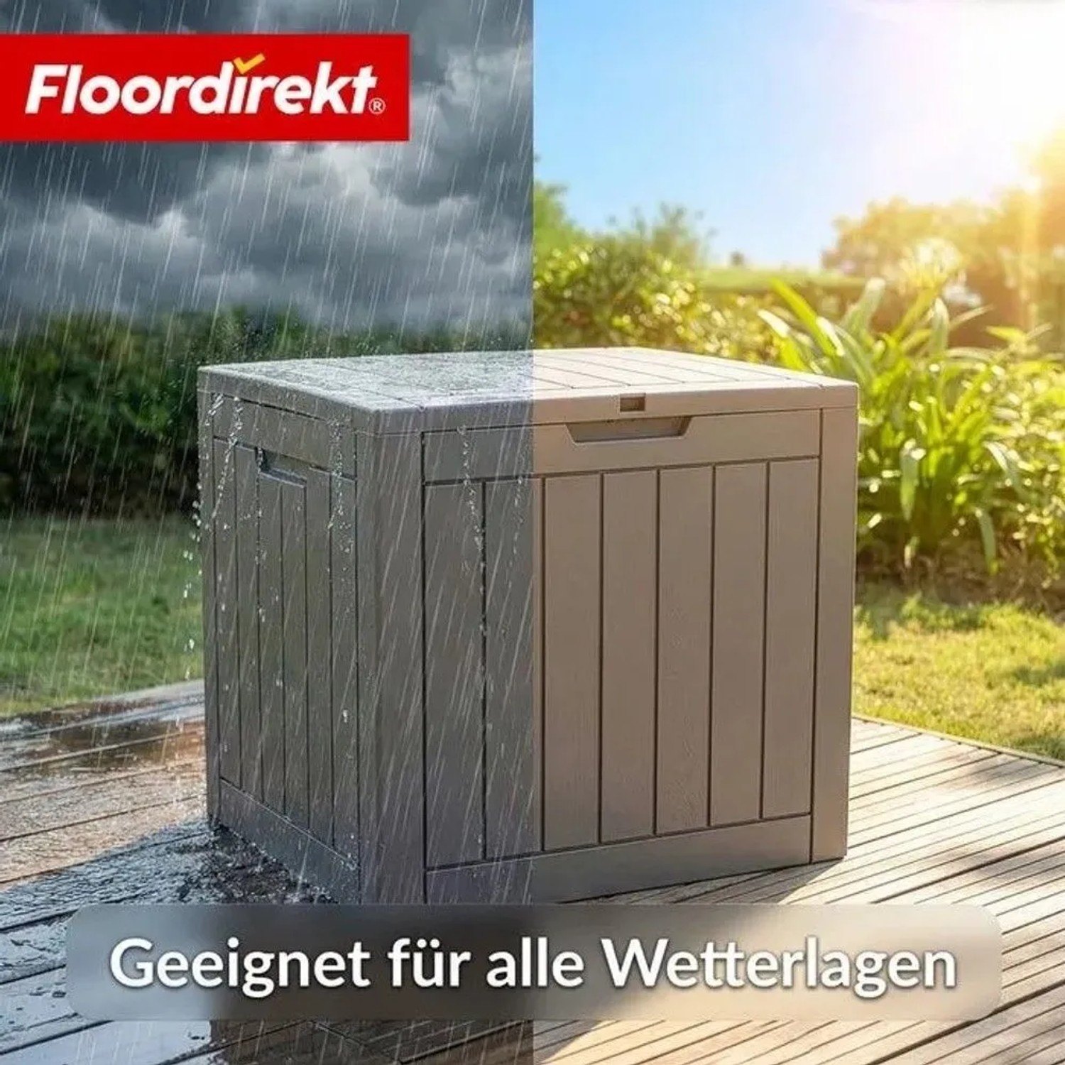 Floordirekt Gartenbox Holzoptik Wetterfest Auflagenbox Kissenbox Braun 118 L kaufen bei OBI
