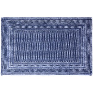 Blauer Spirella Elements Badteppich, 50x80 cm, mit dekorativer Bordüre.