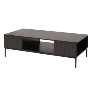 Schwarzer Couchtisch O39 mit Ablage, Holzoptik, 39x120x60 cm