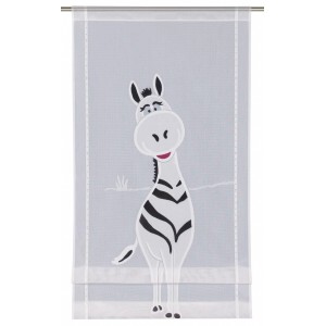 Kliprollo Zebra schwarz-weiß, 120x60cm: Transparentes Rollo mit Zebra-Motiv für Kinderzimmer.