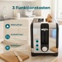 HOMCOM 2-Scheiben-Toaster schwarz-silber in Küche. Beleuchtete Tasten für Abbrechen, Aufwärmen, Auftauen. Toast im Schlitz.