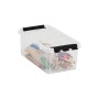 Transparente SmartStore Aufbewahrungsbox Classic 8 l mit Spielzeug und Deckel.
