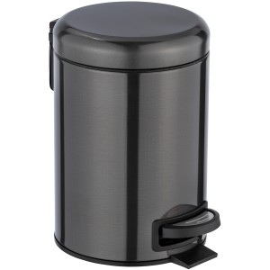 Wenko Kosmetik-Treteimer Leman, 3 l, Metallic-Schwarz, aus Edelstahl.