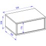 Technisches Diagramm des weißen Selsey Nachttisch Framme mit Schublade, hängend. Maße: 50x20.8x36 cm.