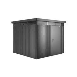 Biohort Metall-Gerätehaus HighLine, dunkelgrau-metallic, mit Einzeltür. Gerätehaus für Garten und Werkzeug.