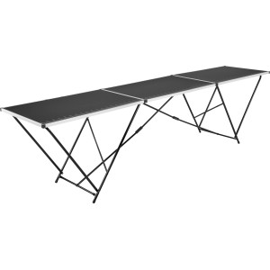 LUX Mehrzwecktisch MZT-300/60 Basic, 3 m, mit schwarzer MDF-Platte und Stahlrohr-Untergestell.