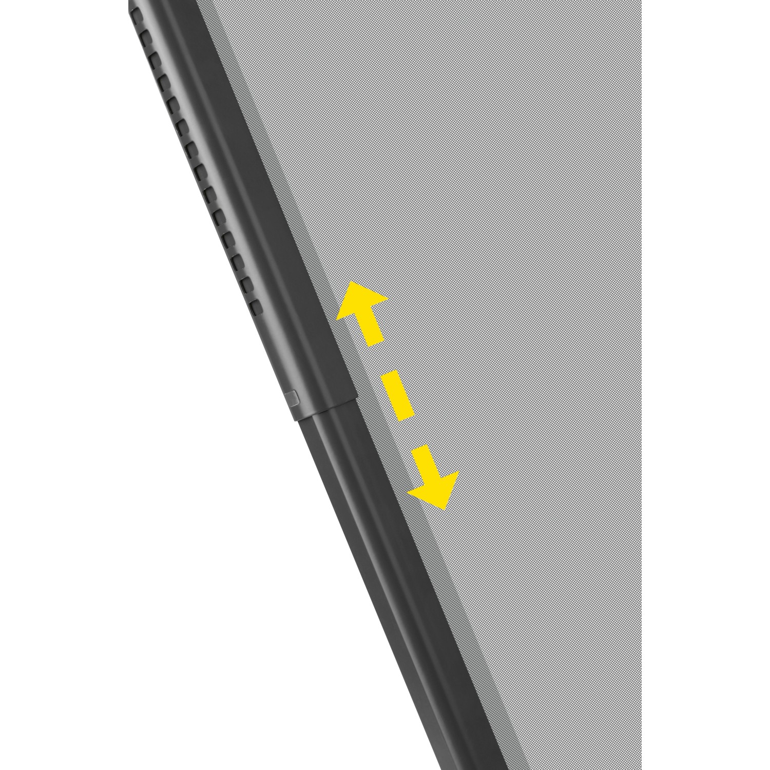 Detailaufnahme Easymaxx Moskitonetz Magic Fit, anthrazit, mit Größenanpassung durch Teleskopfunktion.