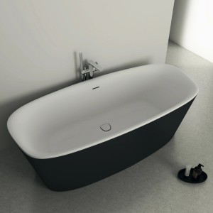 Freistehende Ideal Standard Badewanne Dea, 180x80 cm, oval, schwarz matt, mit Armatur.