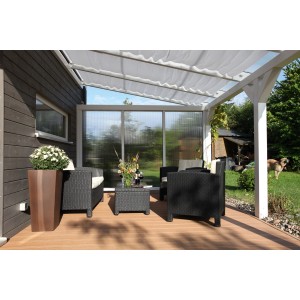 Skan Holz Seitenwand mit Polycarbonatplatten, 255x200 cm, Fichte Natur, Zubehör für Terrassenüberdachung.