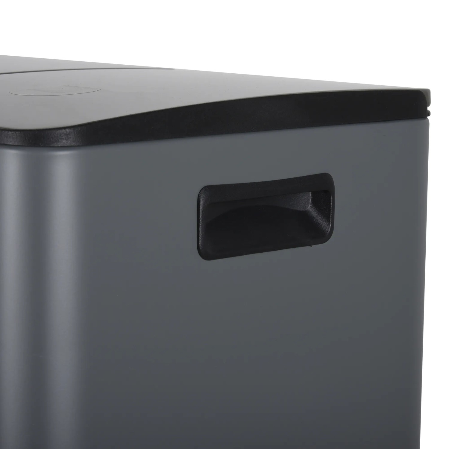 Spirella Kosmetikeimer Aliya, 2x20L, Grau Matt, Detailansicht Griff und Deckel.