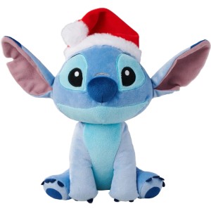 Disney Plüschfigur Stitch Christmas, 25 cm, blau-rot-weiß, mit Weihnachtsmütze. Weiches Kuscheltier, ideal als Geschenk.