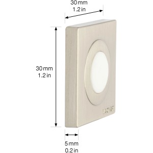 Wagner Wandtürstopper EH5156 in Edelstahl-Optik, quadratisch, mit Soft-Anschlag und Maßangaben.