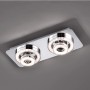 Moderne LED-Deckenleuchte Tim Chrom, 40x17 cm, mit zwei dreh- und schwenkbaren Leuchtringen in Kristalloptik.