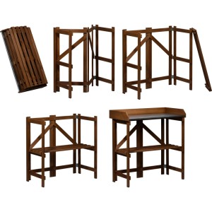 Dobar Pflanztisch Faltbar mit Ablage 86 x 43 x 88 cm Dunkelbraun FSC®