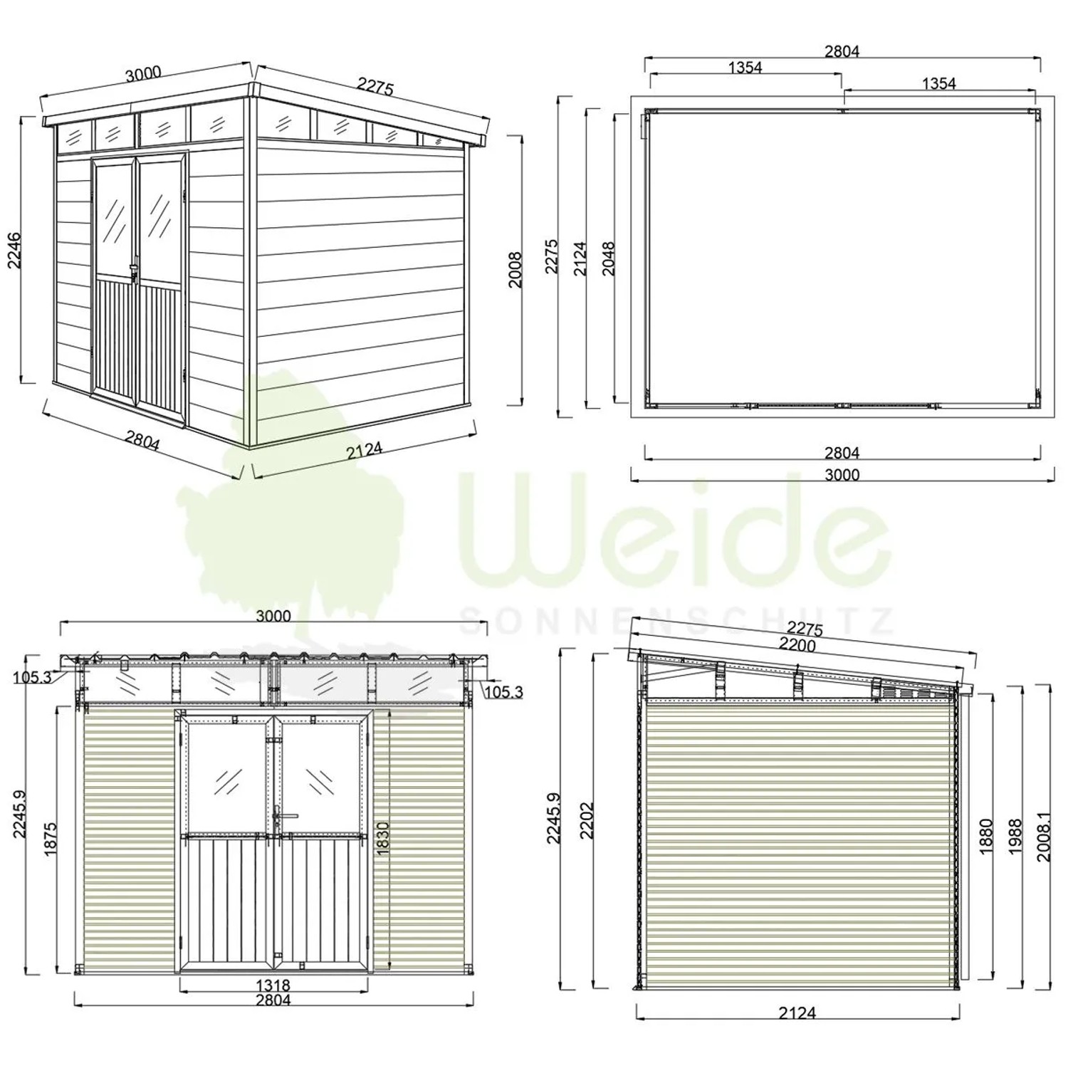Weide Weide Aluminium & Wpc Gartenhaus 278X218 Cm Anthrazit