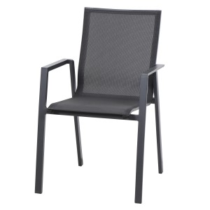 Siena Garden Stapelsessel Reno, matt-anthrazit, mit Ranotex-Gewebe in Grau. Eleganter Gartenstuhl.