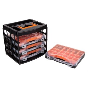 BigDean Sortierkasten Werkzeugkoffer Mit 4 Herausnehmbaren Schubladen Sortierkästen Sortierkoffer Sortimentskasten Schraubenbox Organizer Für