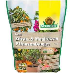 Neudorff Azet Zitrusdünger, 750g Packung für gesunde Zitrus- und Mediterranpflanzen.