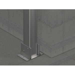 Boden-Kopfanker für Ecofix Pfosten (80x80 mm) zur stabilen Befestigung von Terrassendielen.