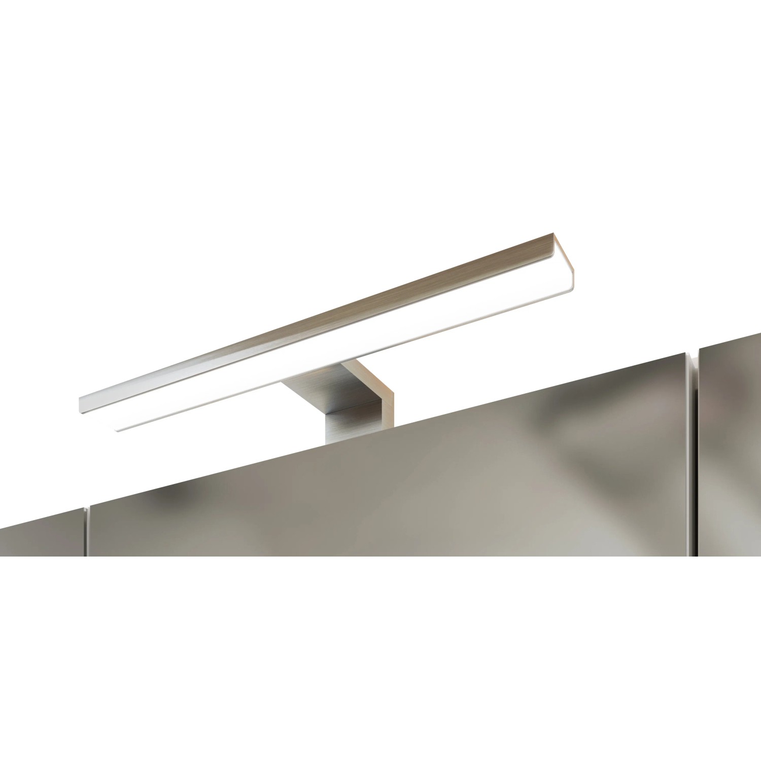 Held Möbel Monza Spiegelschrank 100 cm, weiß, mit LED-Aufsatzleuchte.