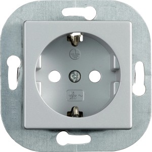 OBI Schutzkontakt Steckdose Fortuna, silberfarben, zur Unterputzmontage im Innenbereich.