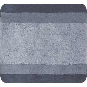 Grauer Spirella Badteppich Balance, 55x65 cm, mit Streifenmuster. Waschbarer Badvorleger für Badezimmer.