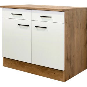 Flex-Well Exclusiv Küchen-Unterschrank Vintea 100cm Magnolie matt - Lancelot Oak