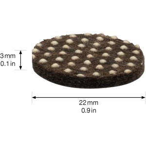 Braune, selbstklebende Wagner Topffüße (Ø 22mm) aus Wollfilz mit Anti-Rutsch-Punkten, 12er Set.