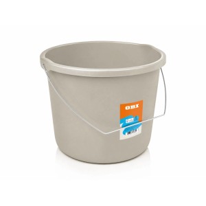 OBI Eimer 10 l Greige aus Kunststoff mit Metallbügel für Reinigungsarbeiten im Haushalt.