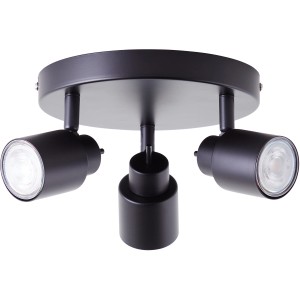 Schwarzes, mattes 3-flammiges LED-Spotrondell Andres für flexible Innenraumbeleuchtung.