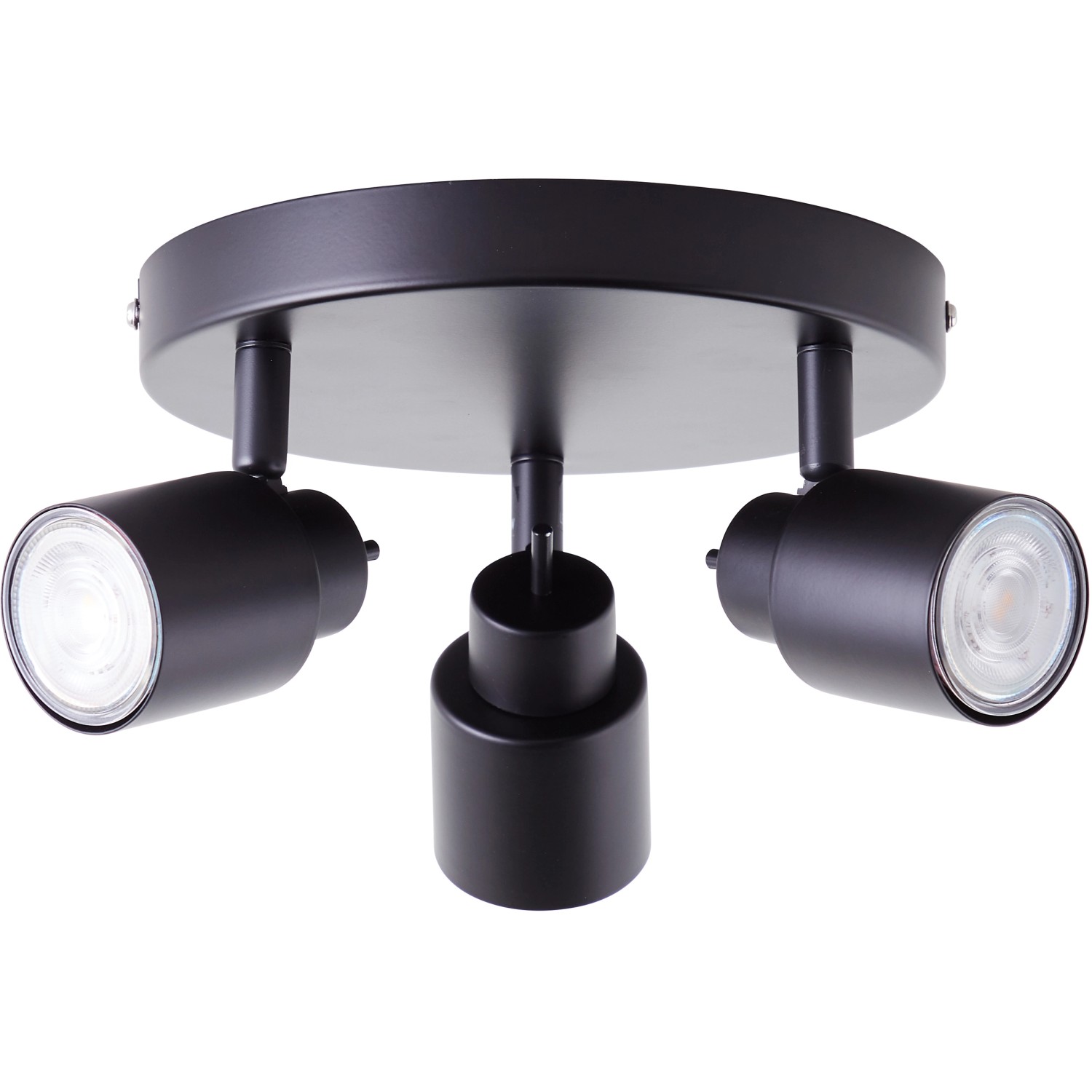 Schwarzes, mattes 3-flammiges LED-Spotrondell Andres für flexible Innenraumbeleuchtung.