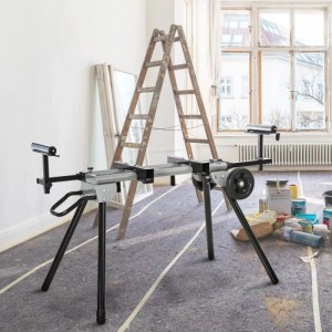 DURHAND Arbeitstisch für Kapp- und Gehrungssägen Schwarz Silber 123,5-245cm