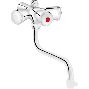 baliv Entleerungsbatterie EB-4310 Chrom für Wandauslaufventil, mit Drehregler und schwenkbarem Auslauf.