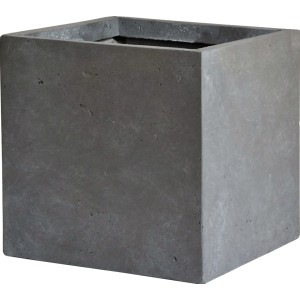 Grauer, quadratischer M Collections Pflanzkasten Cubi, 28x28 cm, aus Fibreclay.