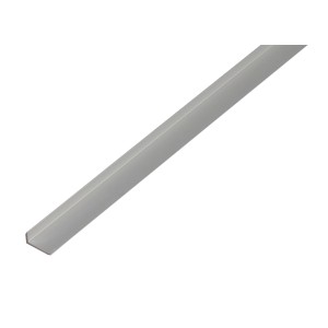 Silbernes L-förmiges Abschlussprofil aus Aluminium, 8x19x2000 mm.
