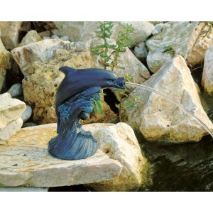 Ubbink Wasserspeier Delfin, 18 cm, für Teichdeko & Wasserspiele im Garten.