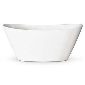 Freistehende, glänzend weiße PAA Badewanne Amore aus Mineralguss, 160x85x71,5 cm.