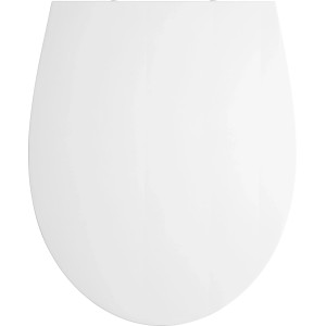Weißer, glänzender baliv Deluxe WC-Sitz Filton, ovaler Toilettensitz mit sanfter Schließfunktion.