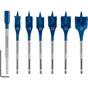 Bosch Expert Selfcut Flachfräsbohrer Set, 7-teilig, Ø 16-32 mm, für schnelles Bohren in Holz.
