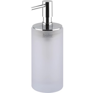 baliv Seifenspender aus Milchglas, weiß, mit verchromtem Pumpkopf. Für Bad und WC.
