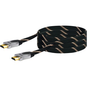 Schwaiger High-Speed-HDMI-Kabel mit Ethernet, 3 m, Flachkabel mit Gewebeummantelung.