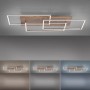 Moderne LED-Deckenleuchte Palma mit Holzdekor und rechteckigen Leuchtelementen. Dimmbar und Lichtfarbe einstellbar.