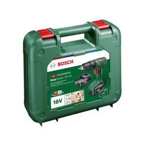 Grüner Bosch EasyImpact 18V-40 Akku-Schlagbohrschrauber im Koffer mit 2 Akkus. Ideal für Bohren & Schrauben.