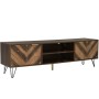 okwish TV Schrank mit Türen und Fächern und Gold Griffen für Wohnzimmer 155x38x48cm Natur