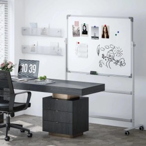 Mobiles HOMCOM Whiteboard auf Rollen im Büro. Weiße Magnettafel mit stabilem Alurahmen, ideal für Präsentationen.