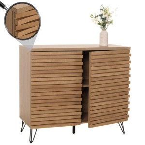 MCW Kommode M49, 85x95x45cm, Naturholz mit gewölbten Türen und Metallfüßen.