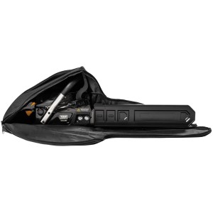 Texas Universal Tragetasche mit Kettensäge. Schwarze Tasche für Kettensägenzubehör.