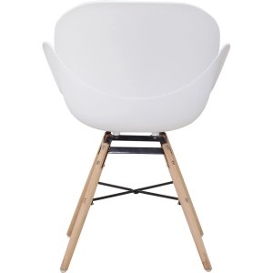 Kayoom Stuhl Amalia 110, 2er-Set, weiße Kunststoffschale, Holzbeine mit Metallstreben.