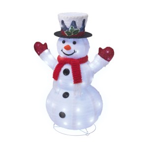 LED Schneemann Figur, mehrfarbig, mit 90 kaltweißen LEDs, rotem Schal, Hut und Timer für Außen-Weihnachtsdekoration.